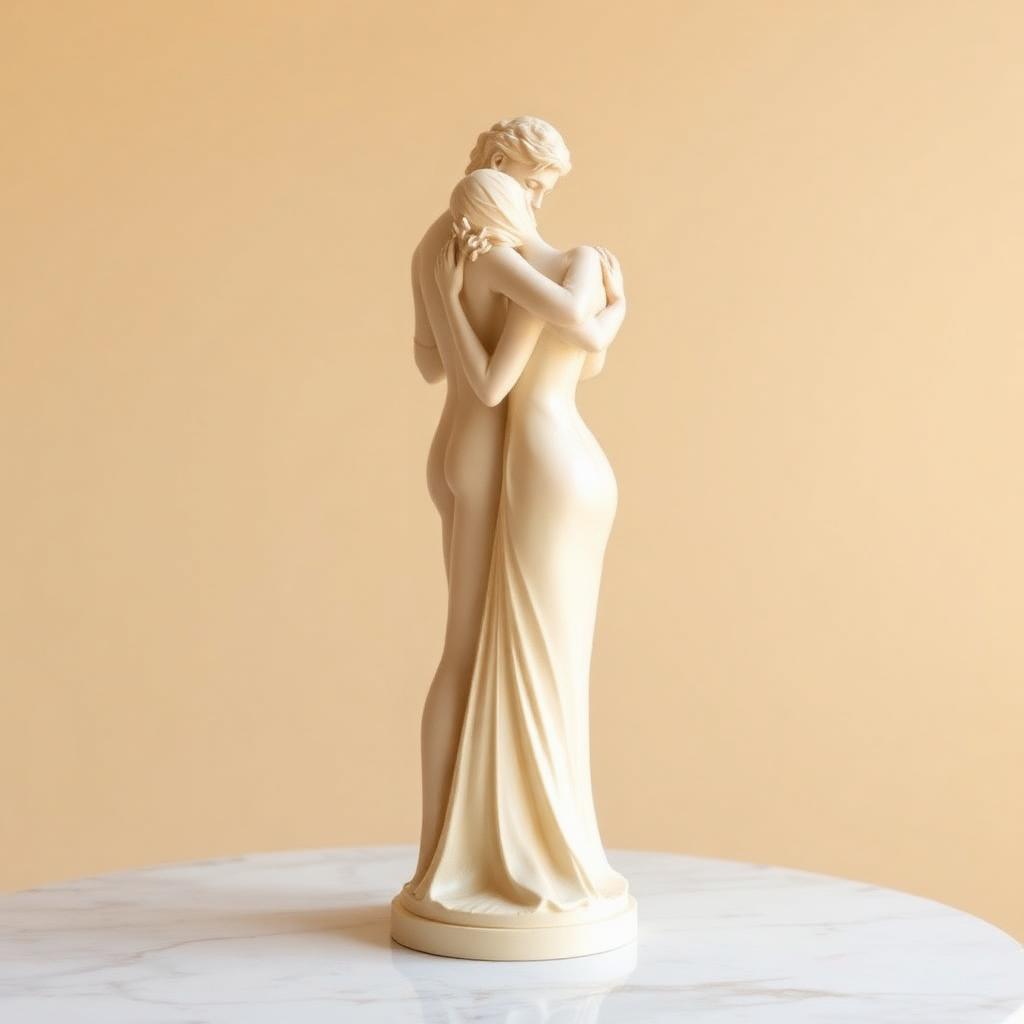 Escultura 3D do casal impressa em PLA na cor nude